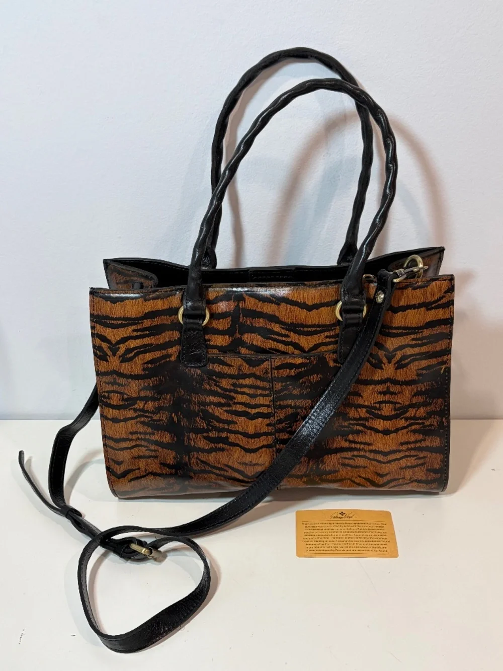 Patricia Nash Leather Primrose Satchel Handbag Tiger Print Purse Bag NEW
